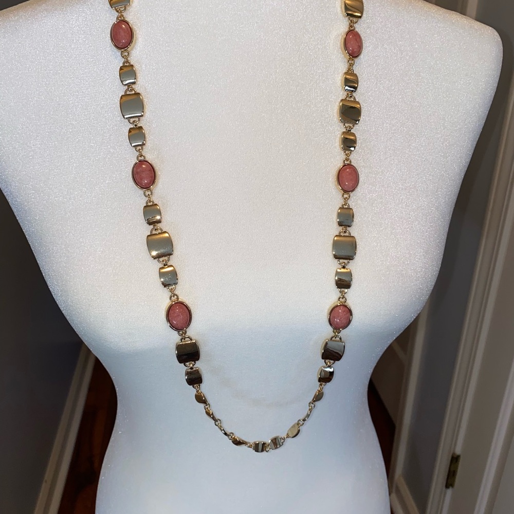 White House Black Market Elegant Gold and Rose Necklace